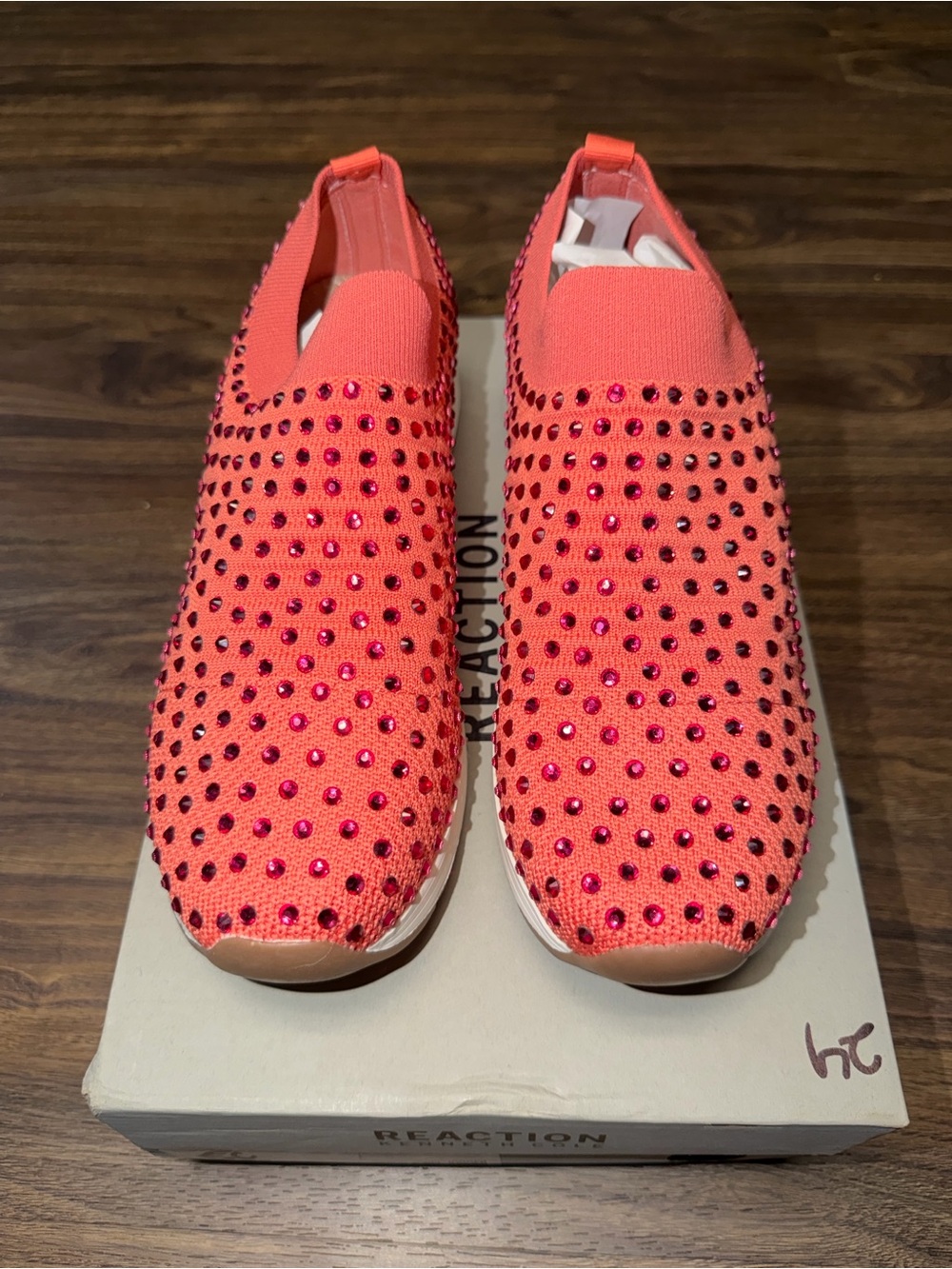 Kenneth Cole Reaction Slip-On Rhinestone Coral Sneakers